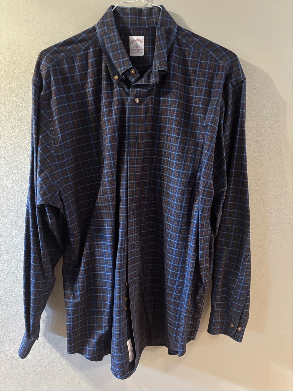 Brooks Brothers Blue and Brown Plaid Button-Down Shirt